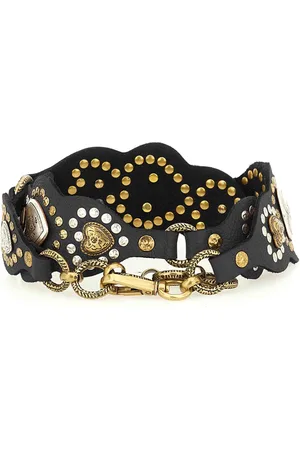 Campomaggi Cianture donna Cuore in pelle nera con borchie e catene