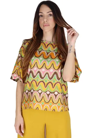 Maliparmi T-shirt donna Collection Print in seta arancione a fantasia