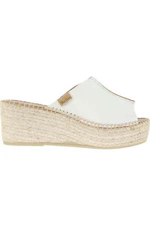 Toni Pons Sandali donna espadrillas in pelle bianca con zeppa