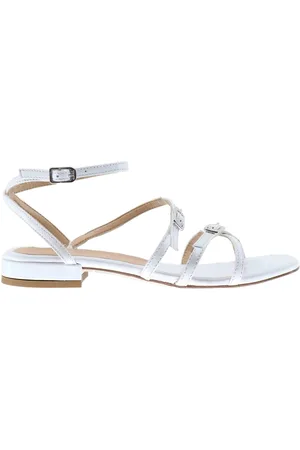 Unisa Sandali donna in vernice bianca con tacco basso