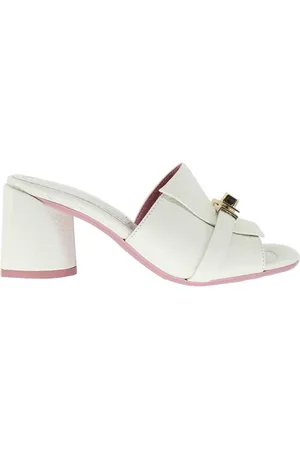 LORENZO MARI Sandali donna in pelle bianca con accessorio