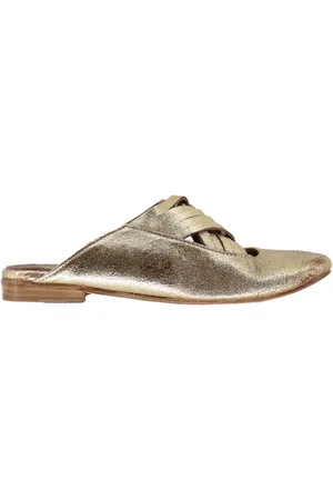 KUDETÀ Mule donna in pelle laminta oro tacco basso