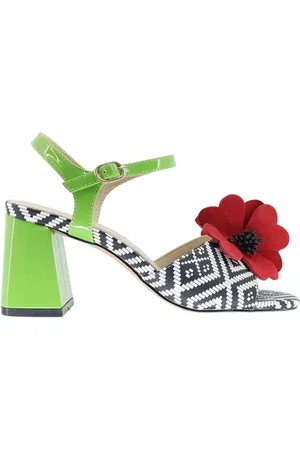 Exe Sadnali donna in vernice verde con fiore