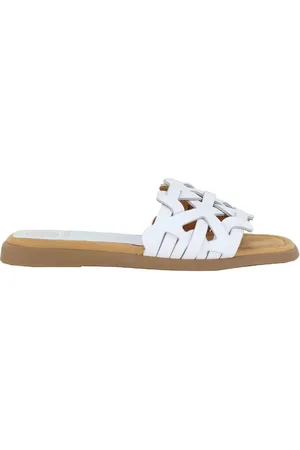 Unisa Sandali flat donna in pelle bianca intrecciata