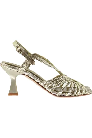 Pon´s quintana Slingback donna in pelle laminata platino con tacco alto