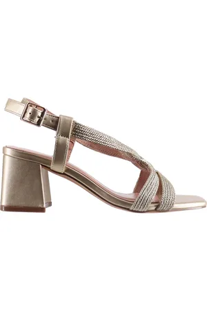 Bibi Lou Sandali slingback donna Alia in tessuto oro tacco medio