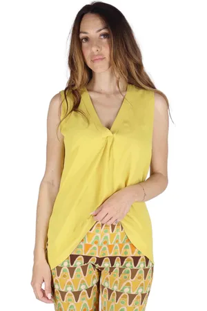 Maliparmi Top donna Fluid Crepe in misto seta giallo