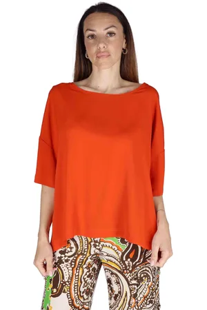 Maliparmi T-shirt donna Fluid Crepe in misto seta arancione