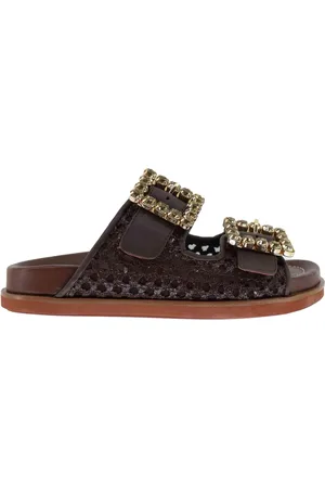LORENZO MARI Sandali flat donna in pelle con doppia fibbia