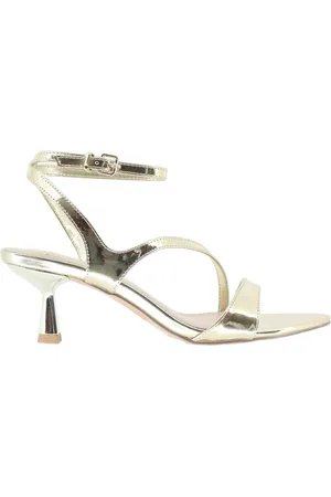 Exe Sandali donna in tessuto laminato oro tacco in metallo