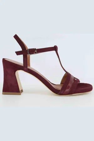 Tattoo Sandali donna in camocio bordeaux con tacco alto