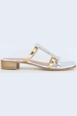 SPATARELLA Sandali donna in pelle laminata tacco basso