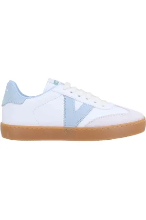 victoria Sneakers donna in pelle bianca e camoscio celeste