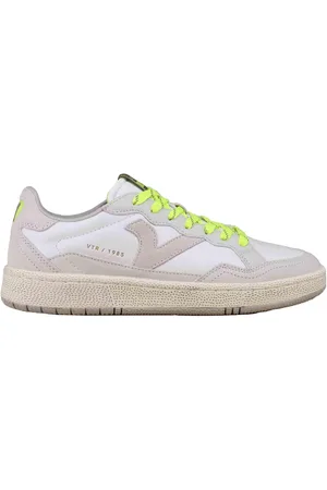 victoria Sneakers uomo in pelle bianca con ripoti in tinta