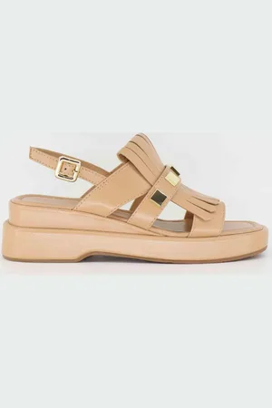 Bruno Premi Sandali donna in pelle con frange e zeppa