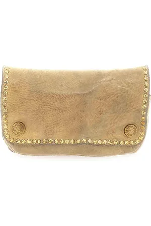 Campomaggi Borse pochette donna Kura in pelle con borchie oro