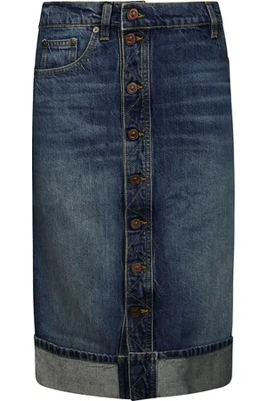 Victoria Beckham Gonna Tubino Denim Vita Alta