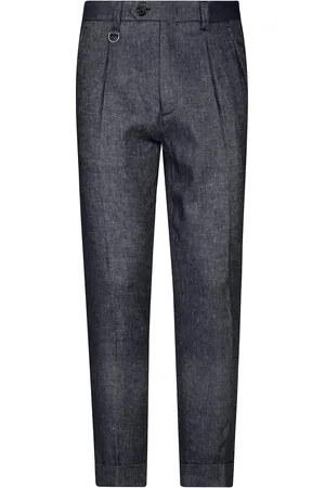 Paolo Pecora Panta Pinces Lino Eff Denim