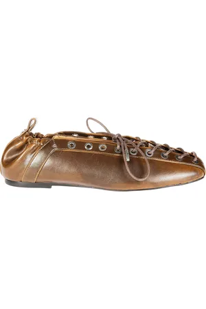 Ganni Eyelets Lace Up Ballerina