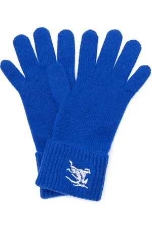 Burberry `Ekd` Embroidered Knit Gloves