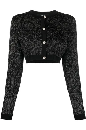 VERSACE `Barocco Texture` Knit Cropped Cardigan
