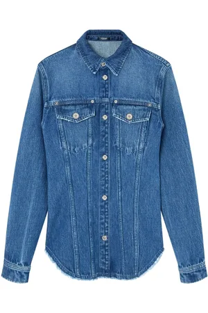 VERSACE Denim Shirt With Frayed Edges