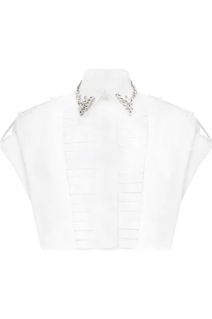 Philipp Plein Short Sleeve Voulant Cropped Shirt