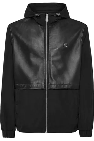 Philipp Plein Leather Long Sleeve Hooded Jacket