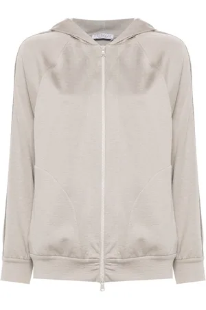 Brunello Cucinelli Cotton And Silk Interlock Hooded Sweatshirt With `P