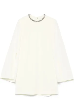 Roland Mouret Cape Sleeve Embellished Cady Mini Dress