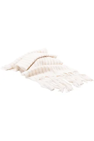 Brunello Cucinelli `Sparkling` Striped Wool And Linen Double Knit Scar