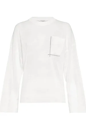 Brunello Cucinelli Linen Sweater With `Shiny` Pocket Detail
