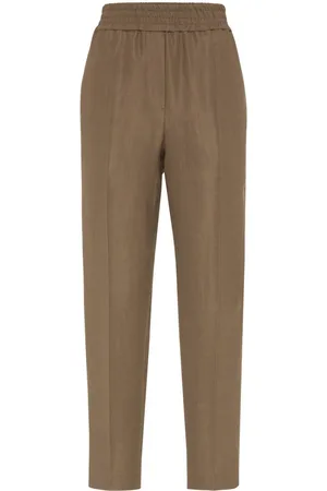 Brunello Cucinelli Viscose And Linen Fluid Twill Baggy Pull-On Pants