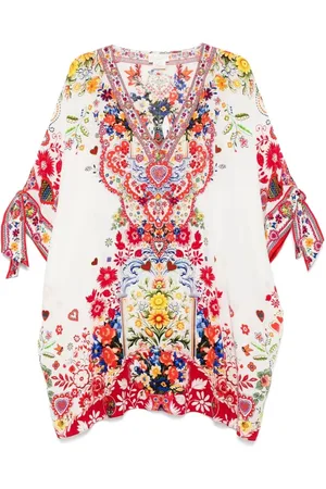 Camilla Tie Sleeve Short V-Neck Kaftan