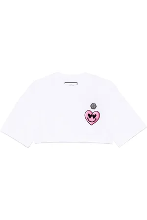 Philipp Plein Short Sleeve Cropped Round-Neck Patches T-Shirt