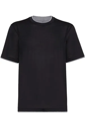 Brunello Cucinelli Silk And Cotton Jersey Crew-Neck T-Shirt With Faux