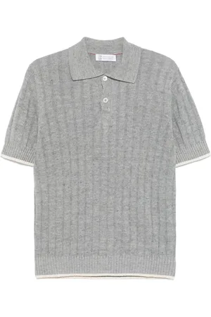 Brunello Cucinelli Short Sleeve Polo-Neck Sweater