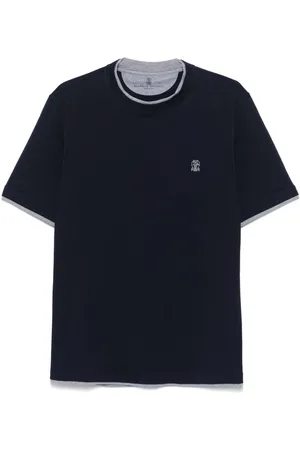 Brunello Cucinelli Cotton Jersey Crew-Neck T-Shirt With Logo And Faux