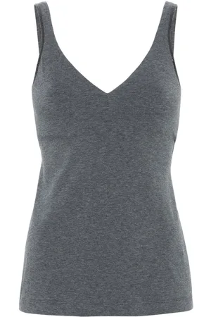 Brunello Cucinelli Stretch Cotton Jersey Top With `Shiny` Straps
