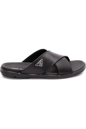 Prada Leather Crisscross Sandals