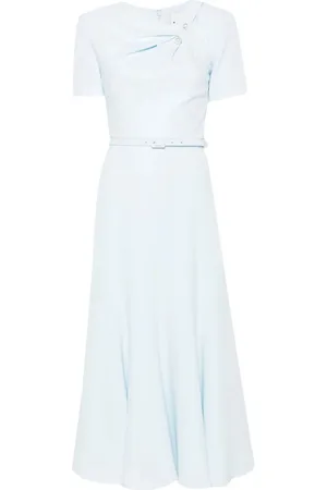 Roland Mouret Short Sleeve Heavy Cady Belted Midi Dress