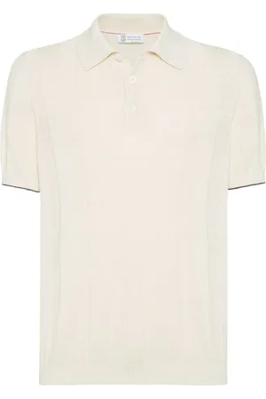Brunello Cucinelli Linen And Cotton Wide Rib Knit Polo