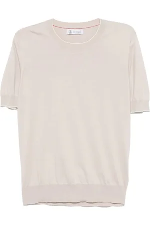 Brunello Cucinelli Cotton Lightweight Knit T-Shirt With Contrast Detai