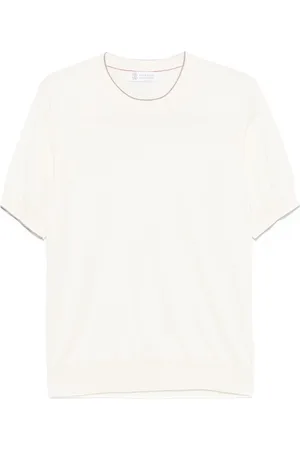 Brunello Cucinelli Cotton Lightweight Knit T-Shirt With Contrast Detai