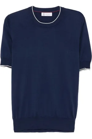 Brunello Cucinelli Cotton Lightweight Knit T-Shirt With Contrast Detai