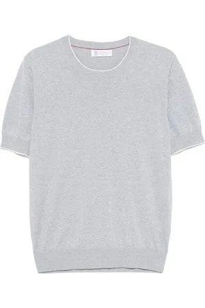 Brunello Cucinelli Cotton Lightweight Knit T-Shirt With Contrast Detai
