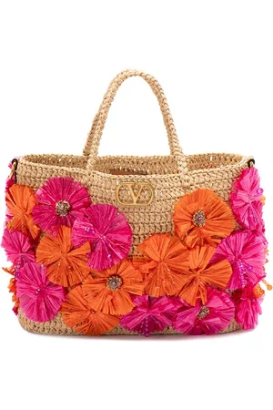 VALENTINO GARAVANI Medium Vlogo Raffia Tote
