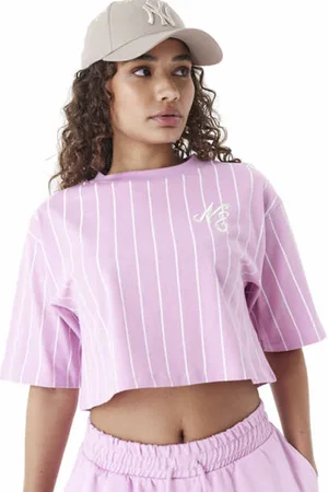 New Era Pinstripe Crop Wblank-spaceT-shirt