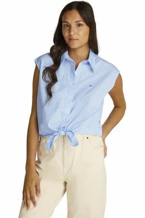 Tommy Hilfiger Poplin Front Knot Wblank-spacecamicia maniche corte