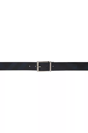 Burberry Reversible Black & Navy London Check Belt